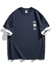 背面プリントバイカラー半袖Tシャツ　S0483