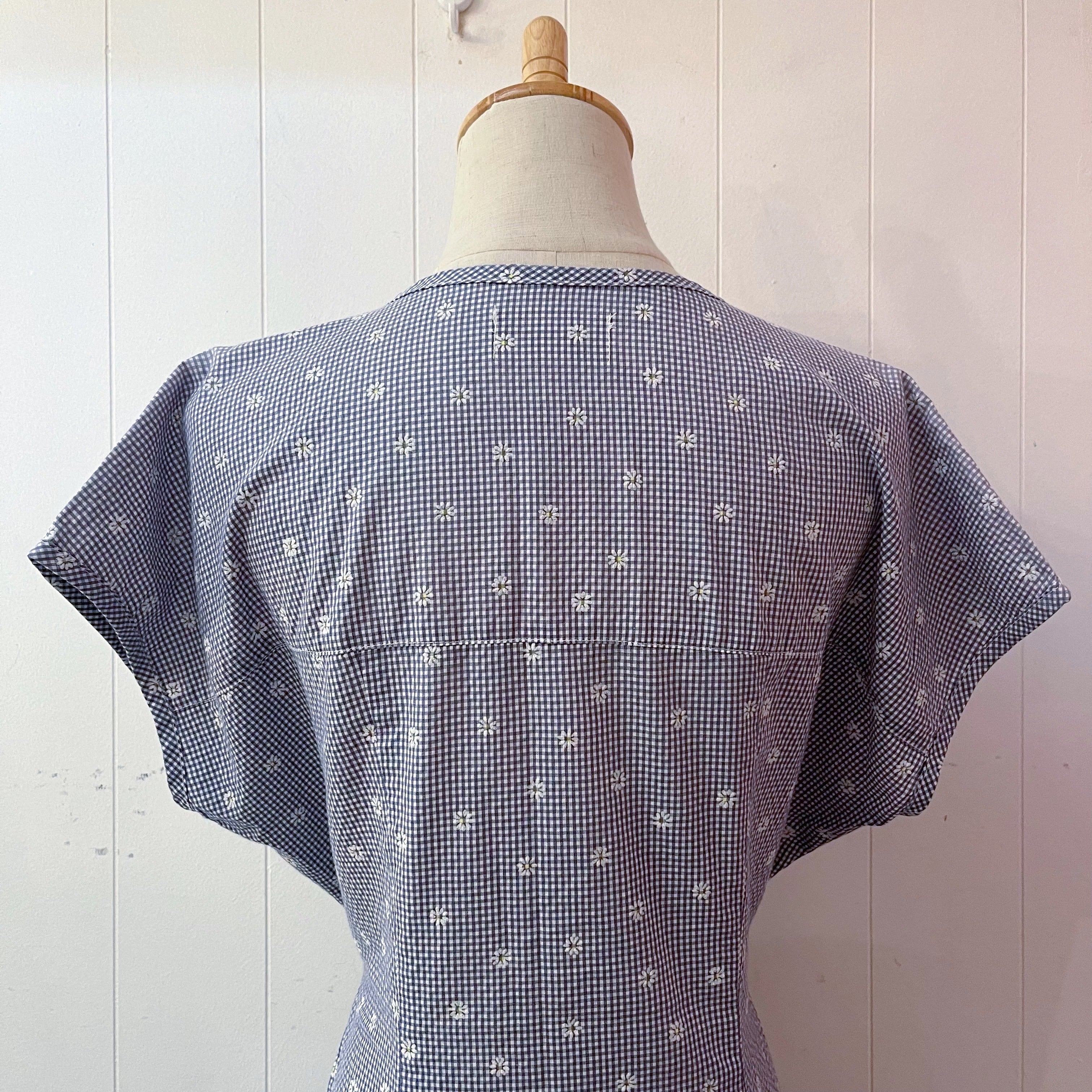 flower gingham check one-piece