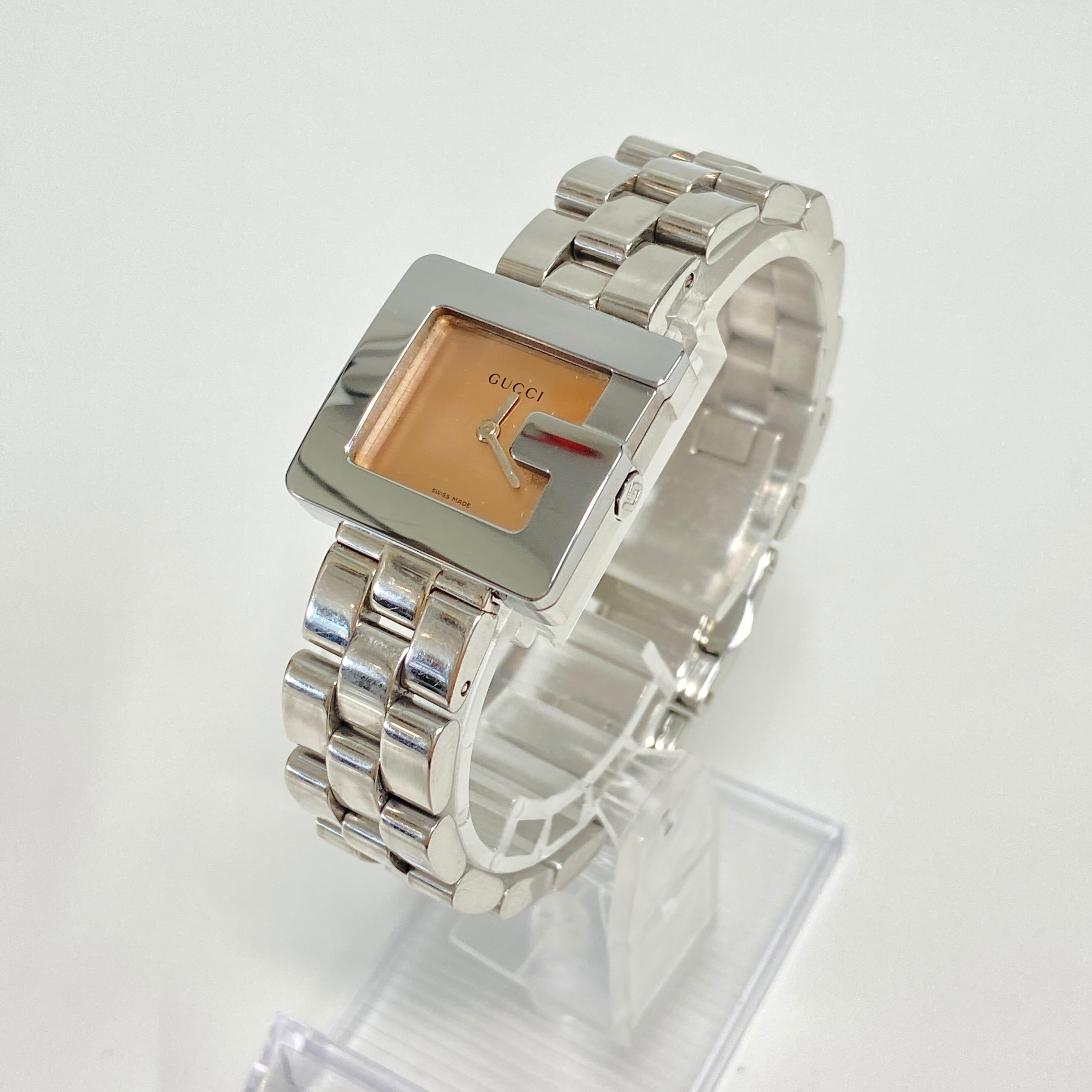 GUCCI グッチ 3600L クォーツ SS ピンク文字盤 腕時計 レディース 9206 