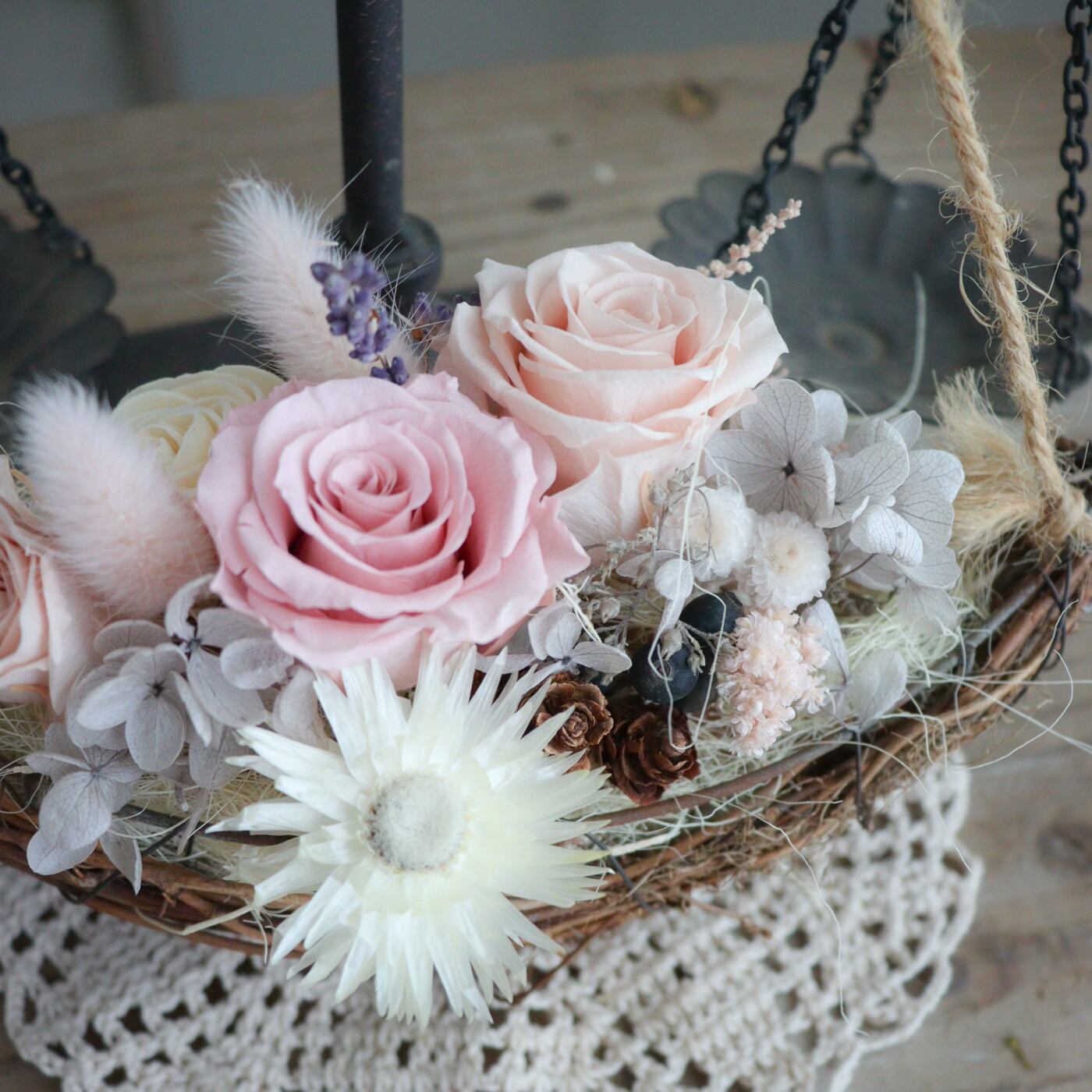 ＊*..ラベンダー色のナチュラルポット..＊°プリザーブドフラワー　お花の贈り物 ラベンダー色のナチュラルポット..＊°プリザーブドフラワー お花の