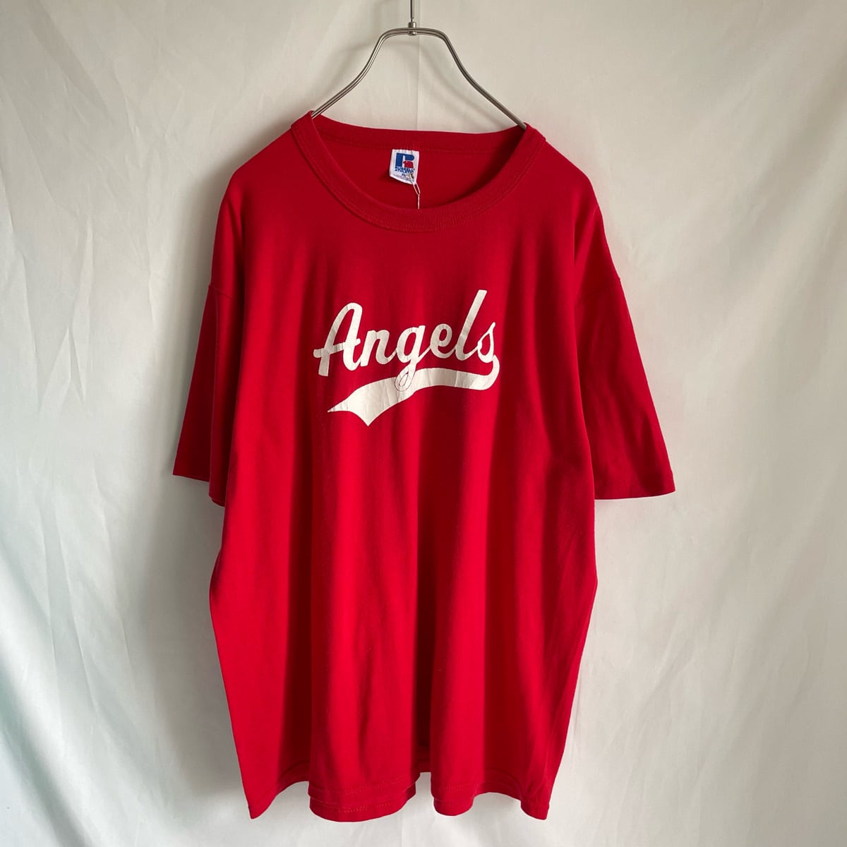 90s RUSSELL エンゼルス Tシャツ 古着 赤 レッド ラッセル Angels ロゴ ...