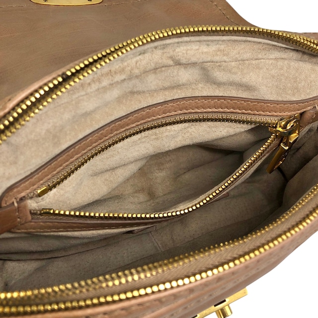 PRADA プラダ ショルダーバッグ ブラウン フロントロック レザー チェーン vintage ヴィンテージ オールド gkm4zp