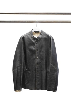 00's "EMPORIO ARMANI" Goat Leather Mao-Collar Jacket
