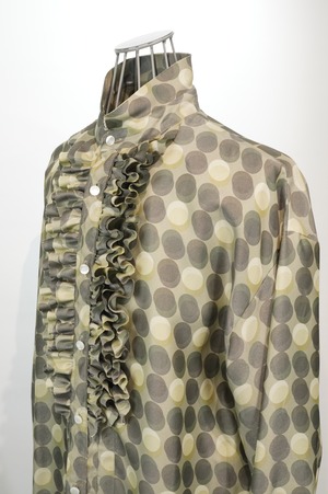 NOBNAGA Paris/ Ruffled Stand -Up Collar Dot motif Shirt