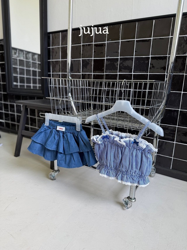 【6/11〆予約】<jujua> Denim tiered skirt
