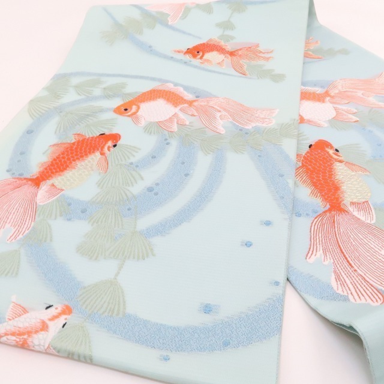 山口美術織物謹製 絽 琉金蒼波文 金魚 夏着物 正絹“本物と見紛う美しさ 