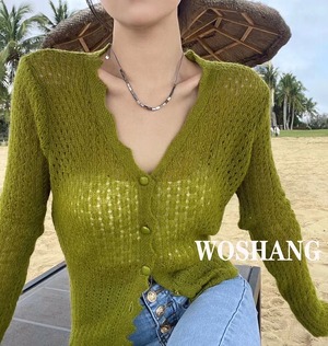 スカラップニットカーディガン　AJ111-252