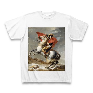 サン・ベルナール峠を越えるナポレオン・ボナパルト（ジャック＝ルイ・ダヴィッド ）：厳選名画Tシャツコレクション（ホワイト・絵画大）