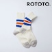 ROTOTO ロトト コースリブ オールドスクール クルーソックス COARSE RIBBED OLDSCHOOL CREW SOCKS R1255 メンズ レディース 靴下 日本製 ラインソックス Blue/Orange