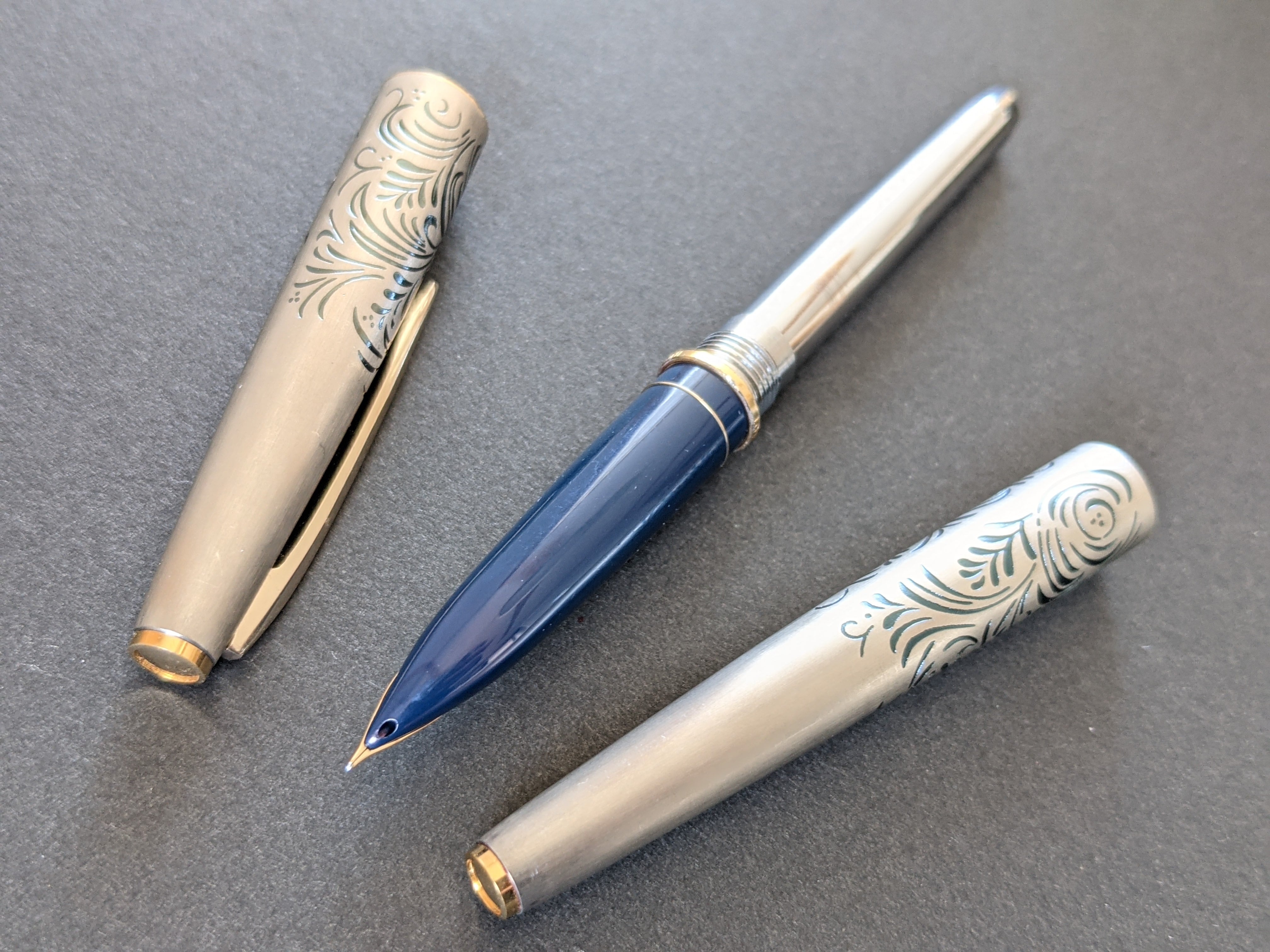 70s パイロット レディ 唐草模様 ブルーカバー PILOT （細字） 18K