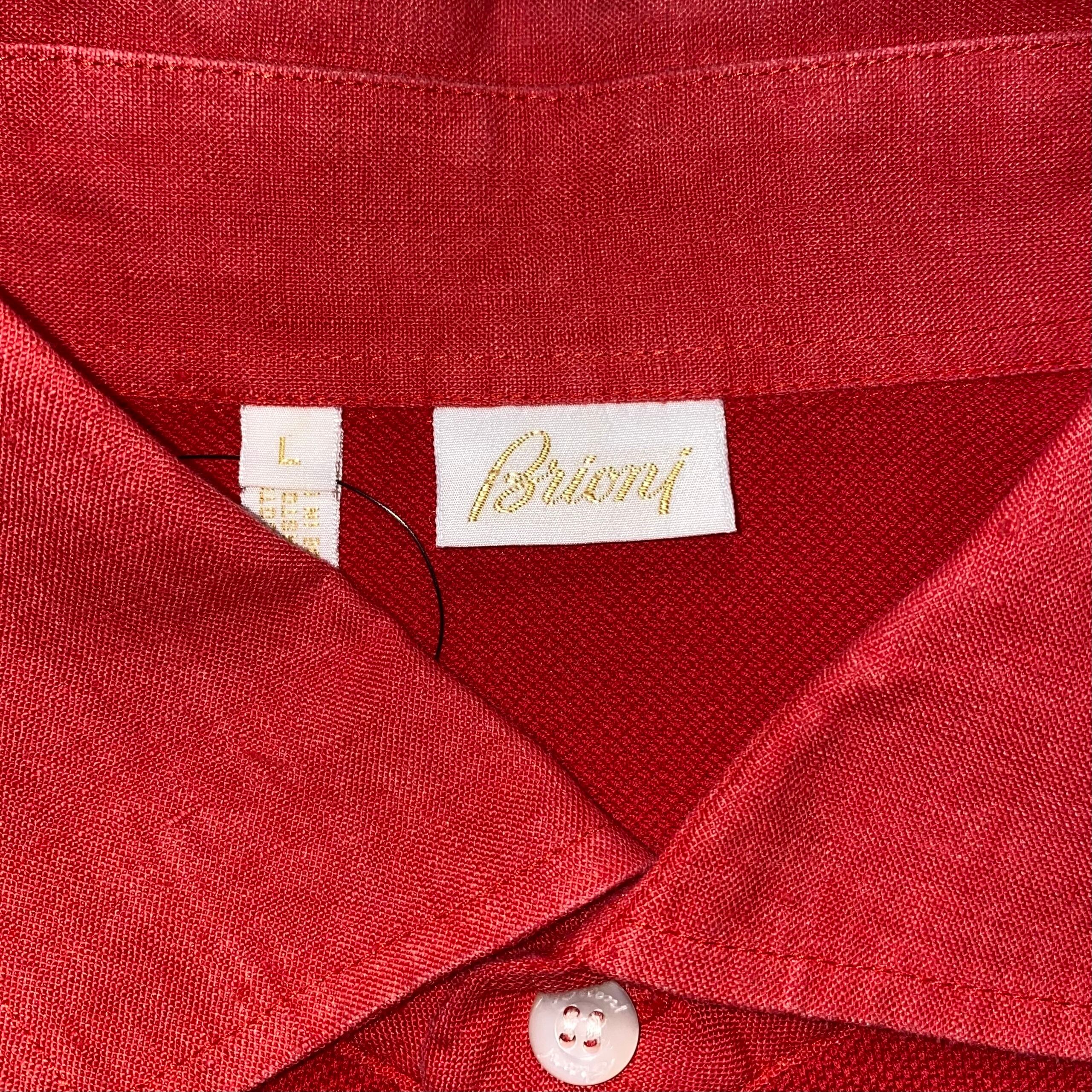 BRIONI linen switching polo shirt | NOIR ONLINE