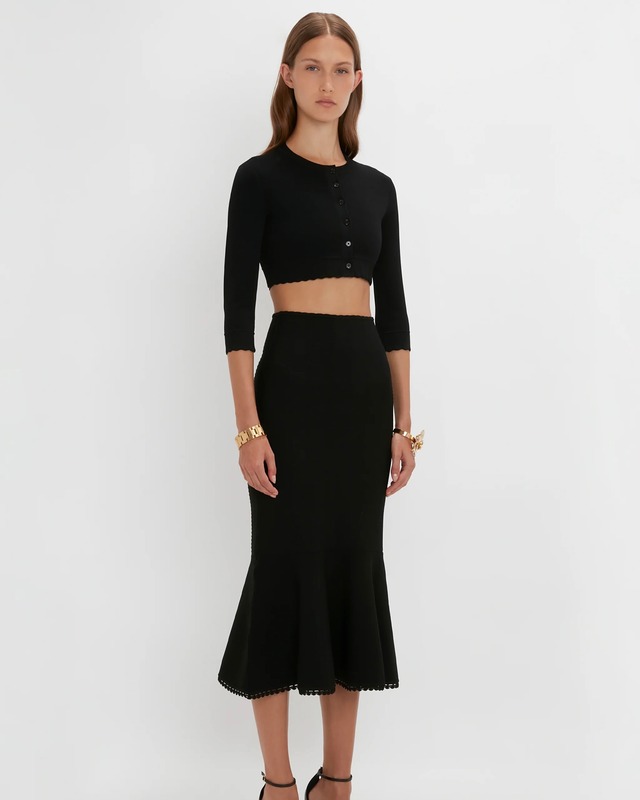 【Victoria Beckham】VB Body Cropped Cardigan In Black