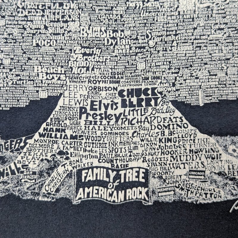90s FAMILY TREE OF AMERICAN ROCK Print T-Shirt (XL) | Wonder Wear