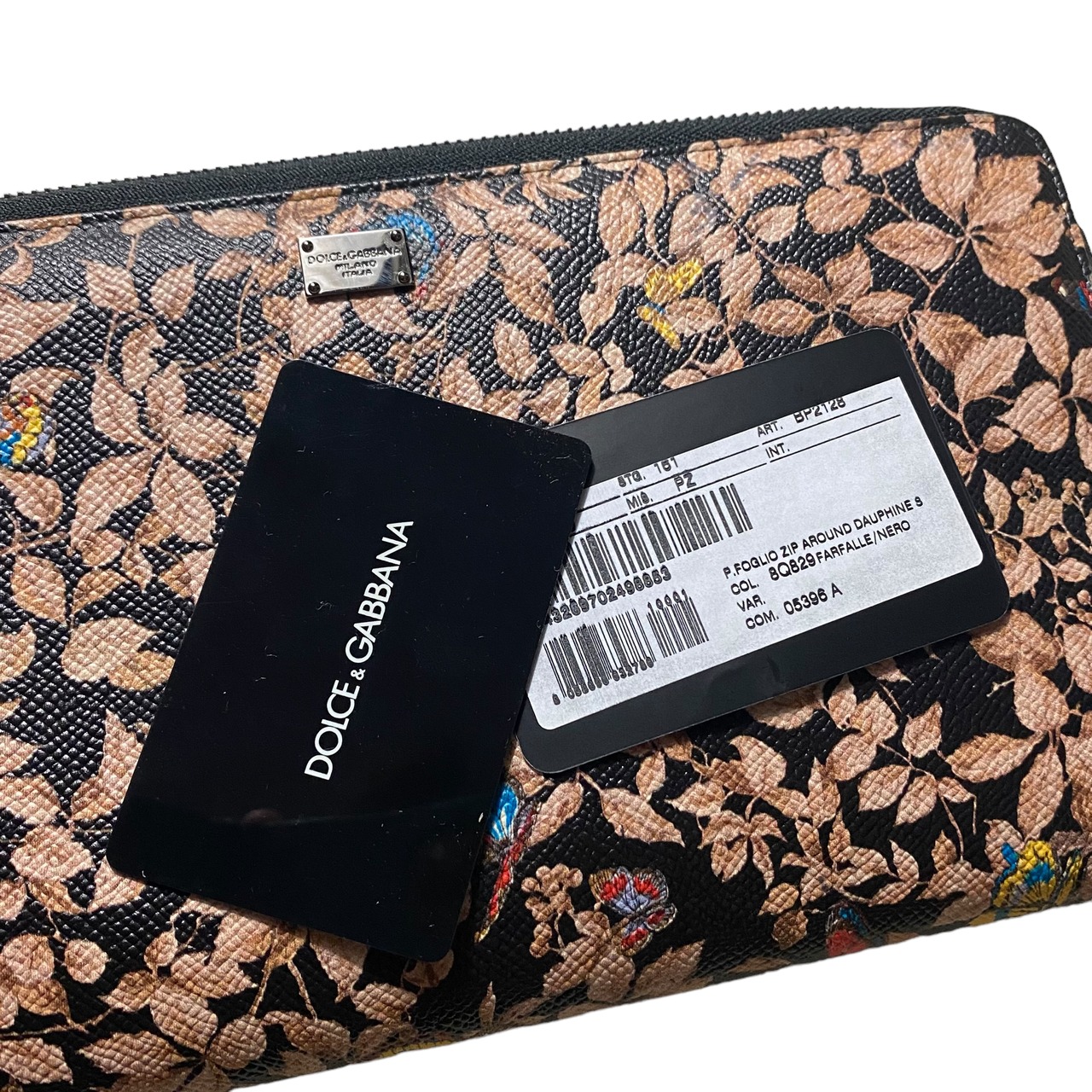 DOLCE&GABBANA botanical print leather travel wallet