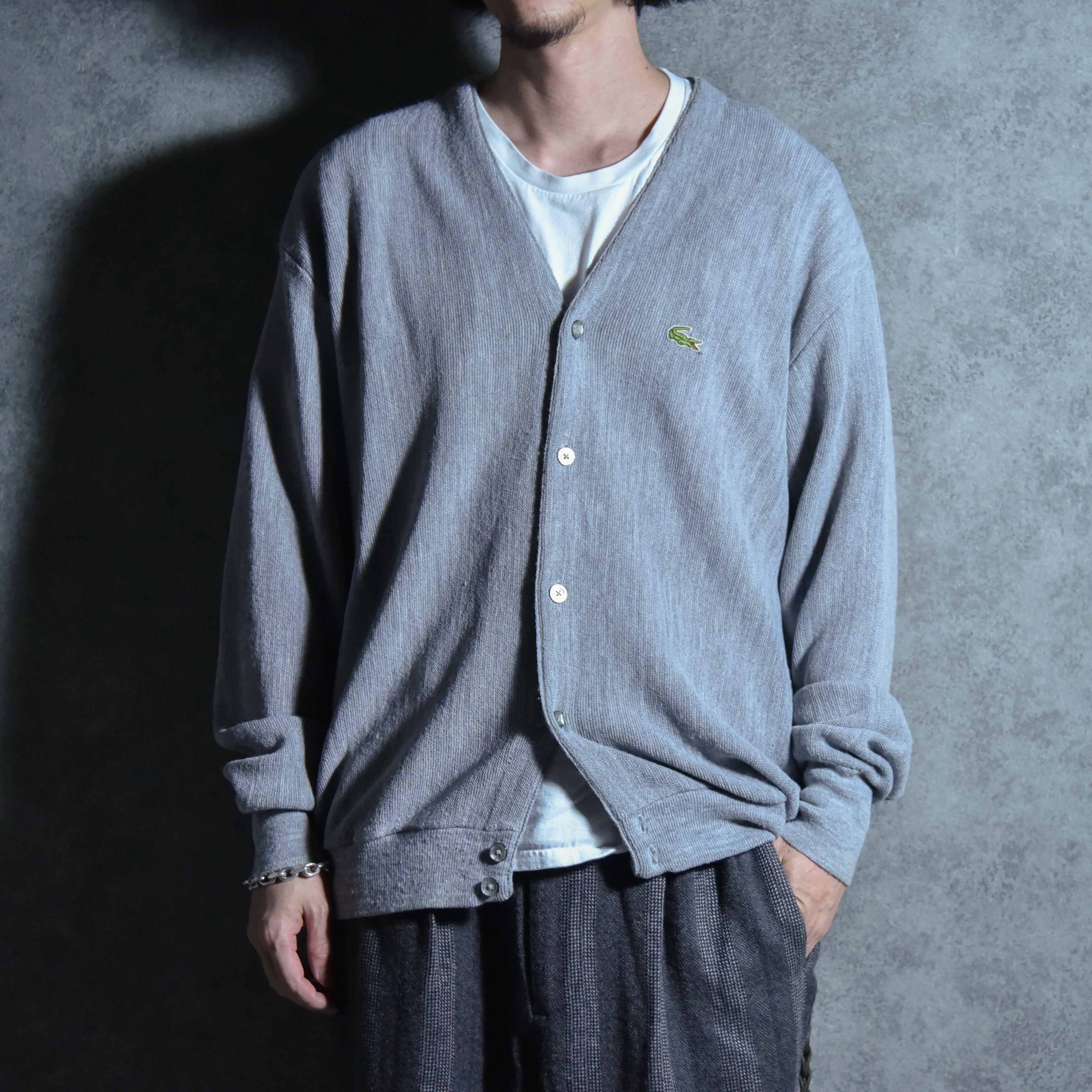 イギリス製 ハンドフレーム ウール ニットカーディガン ネイビー ロング 羊毛 フォックスカシミヤニットカーディガン/イージーケア・アンサンブル