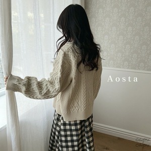 «sold out»«Aosta»«ママサイズ» Tweed knit cardigan ニットカーディガン