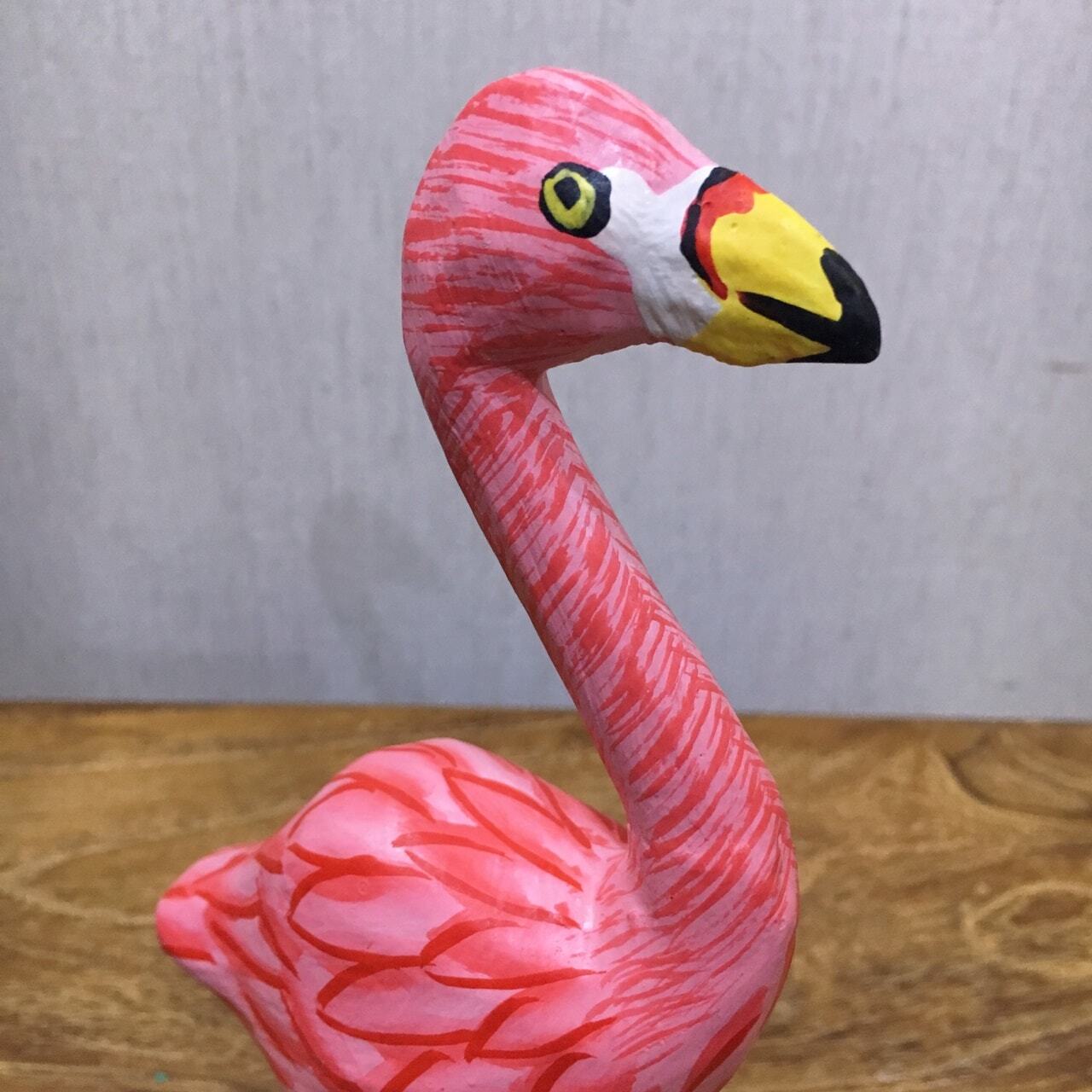 木製フラミンゴ 19cm 鳥のオブジェ インテリア バリ雑貨 アジアン雑貨