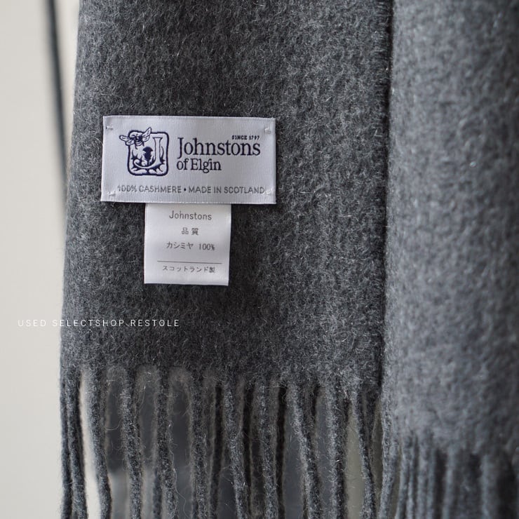 国内正規品・美品】ジョンストンズ カシミヤ大判ストール ミッドグレー
