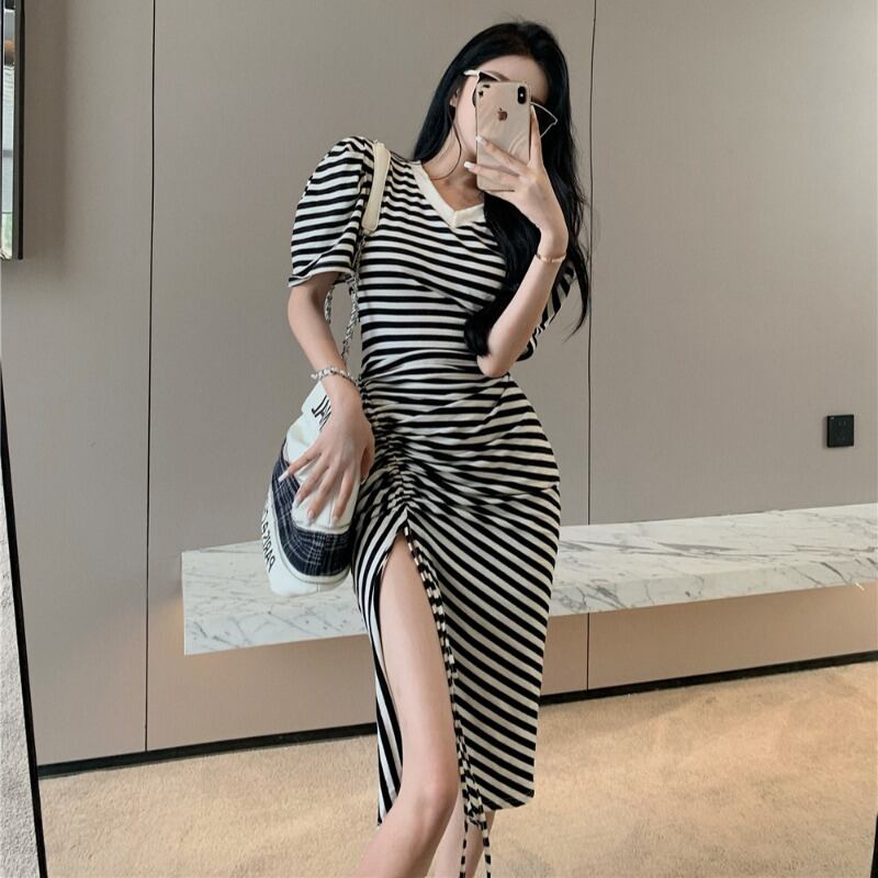 スリーブドレス サマースリムスカート ロング 夏物 YY-ファッション58018604623