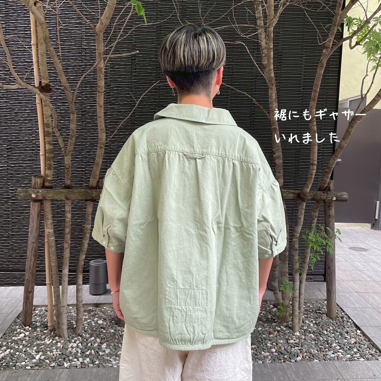 スキッパー六分袖シャツ Girl's マリンステンシルプリント 62S27