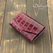 クロコダイル × リザード コンパクトウォレット ボルドー