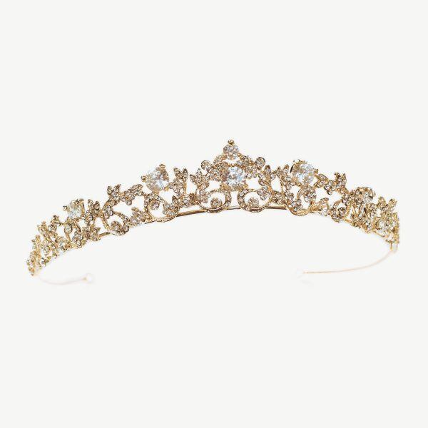 Ivory & Co. アイボリー・アンド・コー Precious プレシャス ブライダルティアラ クリスタル ゴールド 結婚式 アクセサリー (IC-T30)