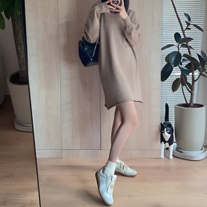 Curl loose long sleeve knit skirt【H00246】