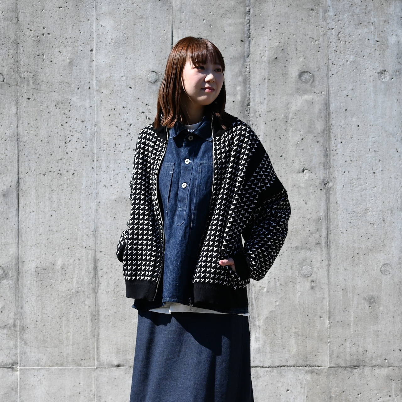 YASHIKI / GANKO別注 Shinsetsu Drivers Knit レディース着用コーディネート