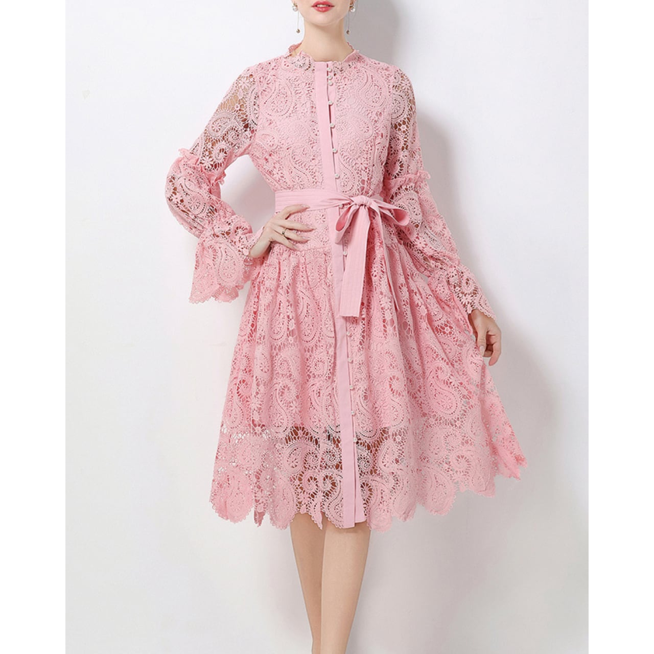 ロマンティックレースリボンワンピース L2013