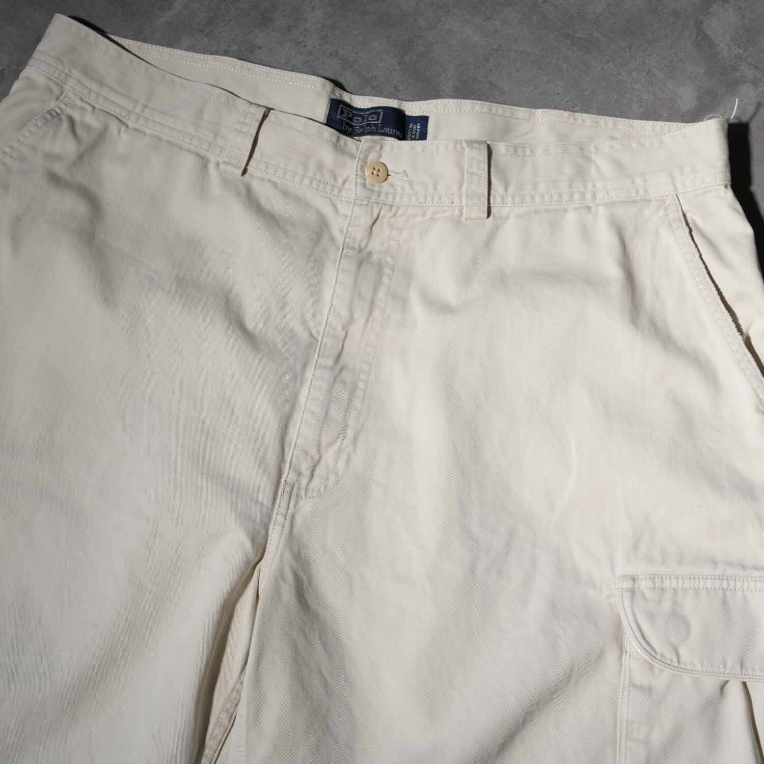 90s POLO Ralph Lauren Chino Cargo Shorts ivory 38 ポロ・ラルフ