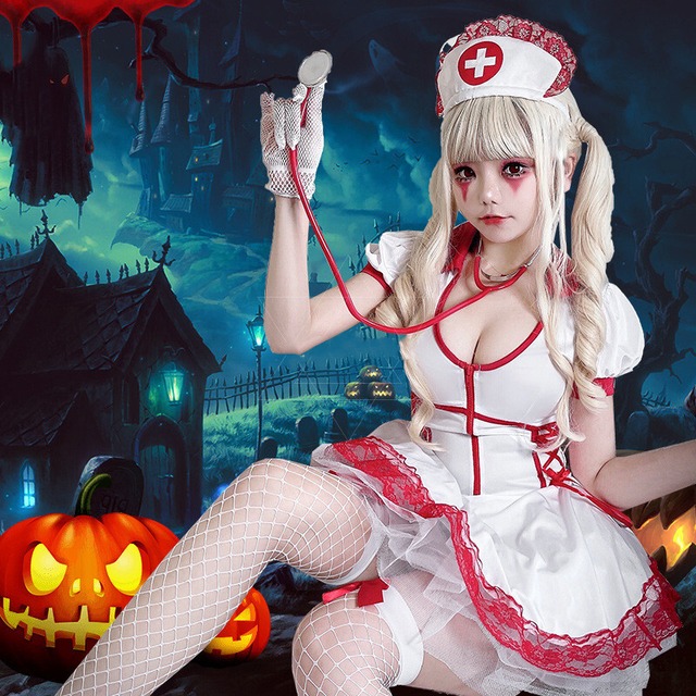 （6点）ハロウィン SEXY コスプレ 看護婦 かわいい 谷間魅せ cosplay  ワンピース67003754