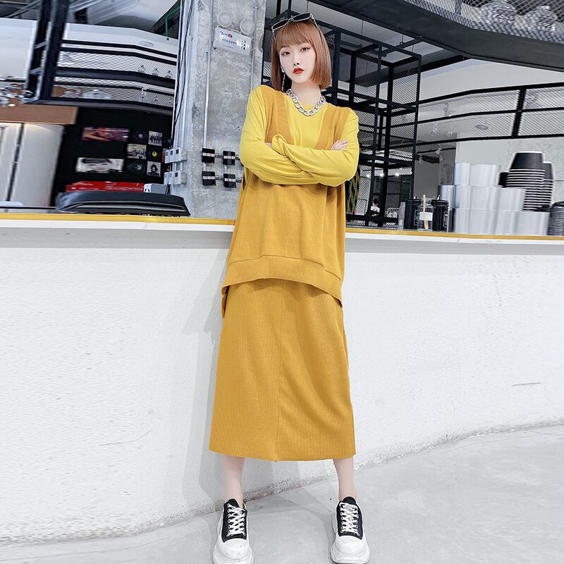 秋の婦人服2020新しいラージサイズファットmmハーフレングススカートスリーピーススーツウエスタンスタイルの年齢を減らし、薄いファッションベスト ミックスインファッション24195136845