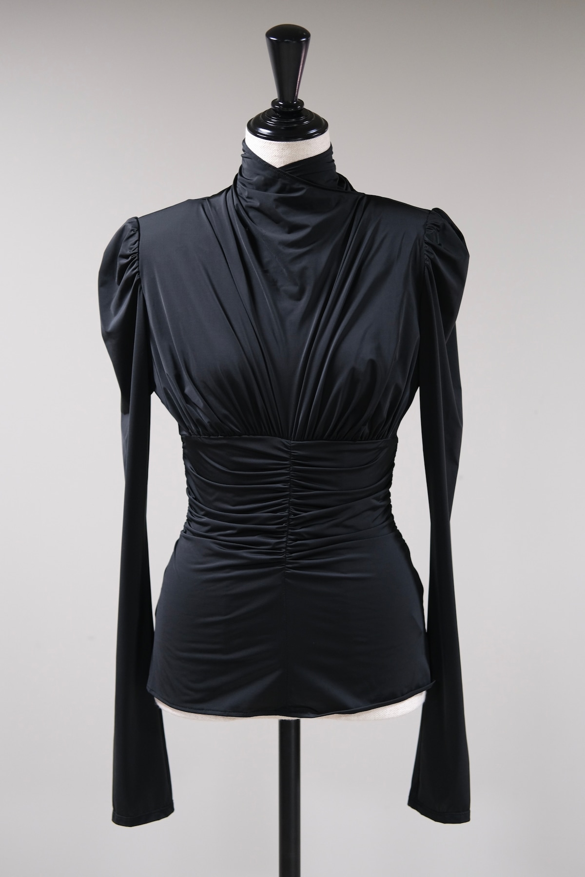 FETICO】STRETCH JERSEY DRAPE BLOUSE - black - | loop