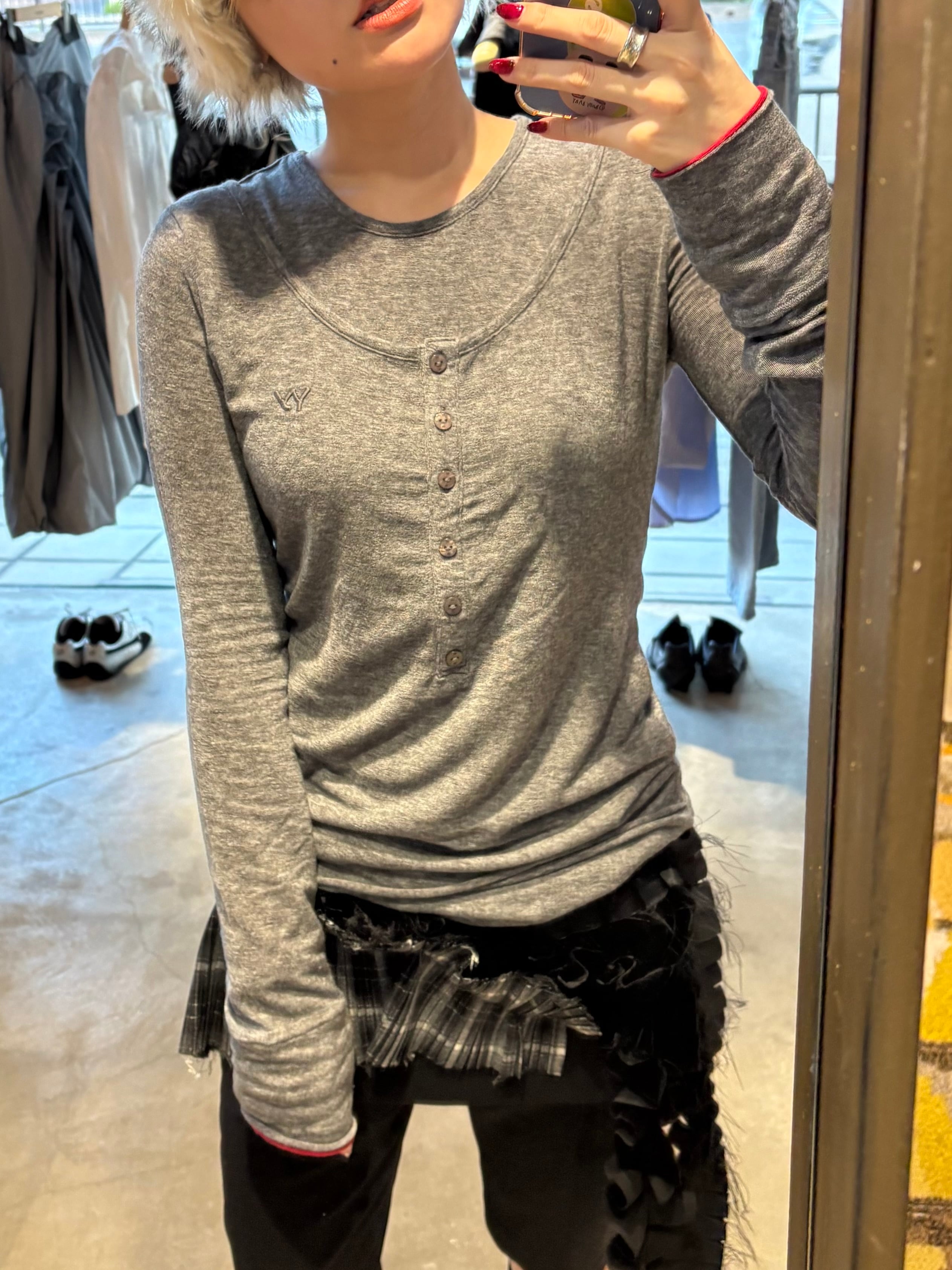 25AW】OPEN YY オープン ワイワイ / LAYERED HENLEY LOUNGE TEE / T