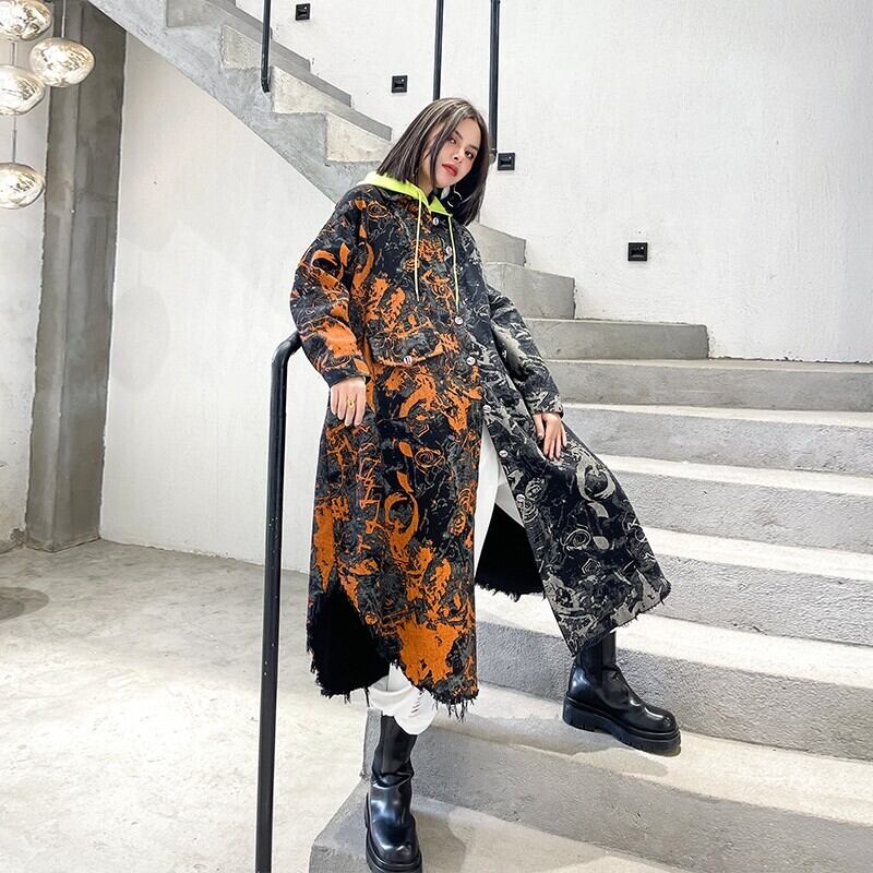 ジャケット レディースオータムフードスタイルカジュアル薄手 ストリート 秋物 ラブタオタオダレンハウス74679181691