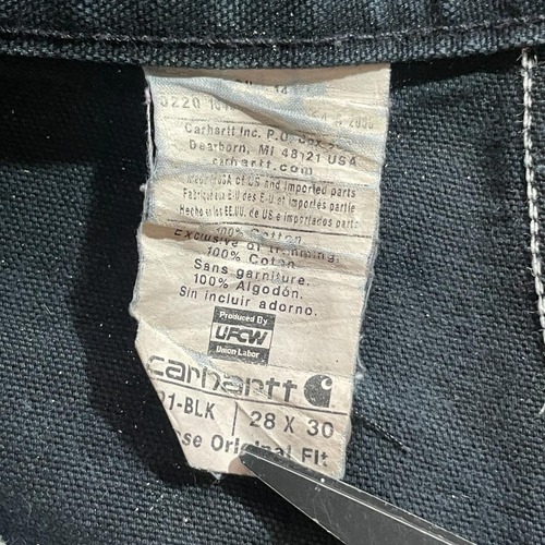 USA製 ブラック ダブルニー Carhartt B01-BLK 28×30 詳細写真11