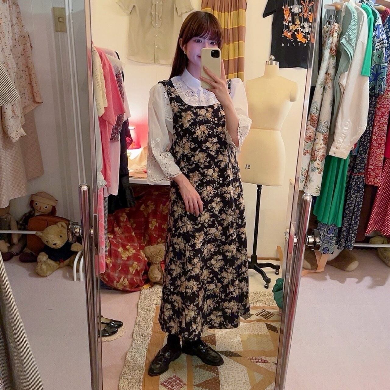 rose double ribbon jumper skirt