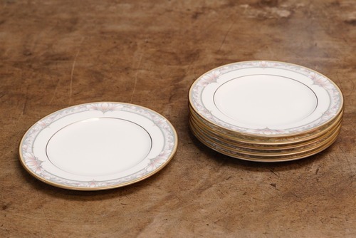 3153B Noritake BONE CHINA 9737 BARRYMORE ケーキ皿 金彩 6枚セット 洋食器 中古 昭和レトロ