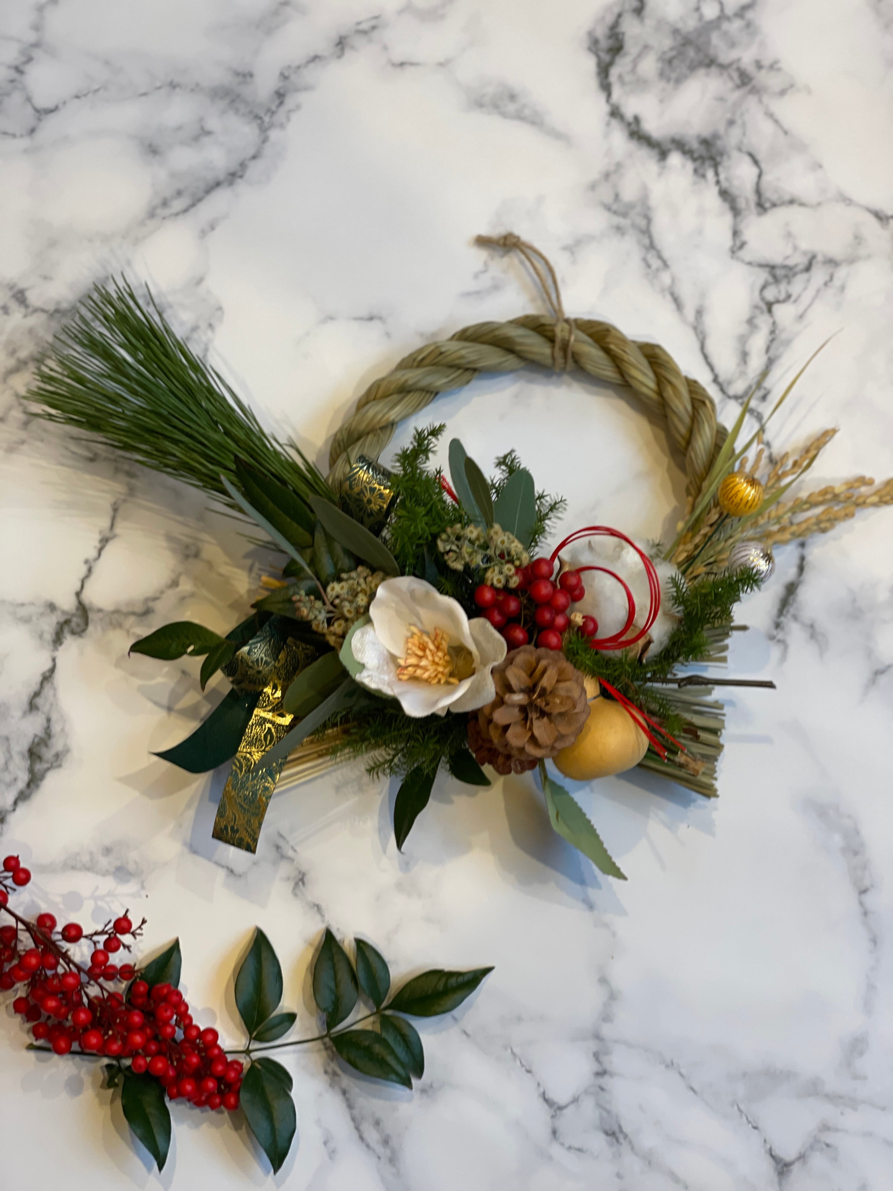 千成ひょうたんしめ縄飾り.白