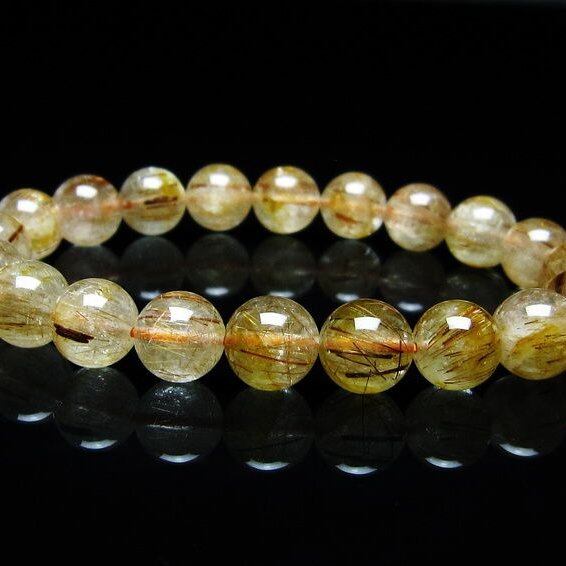 キャッツアイルチルクォーツ ブレスレット 9mm ルチルクォーツ ブレス 一点物 メール便可 [M便 1/10] 111-45854