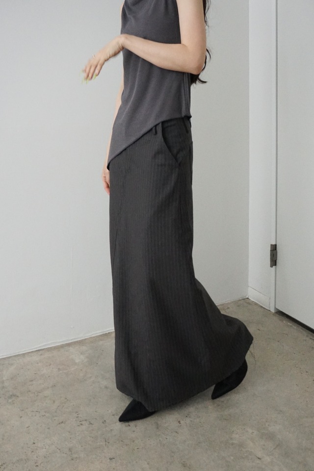 RAW EDGE STRAIGHT SKIRT　(GRAY STRIPE) 2507-52-205