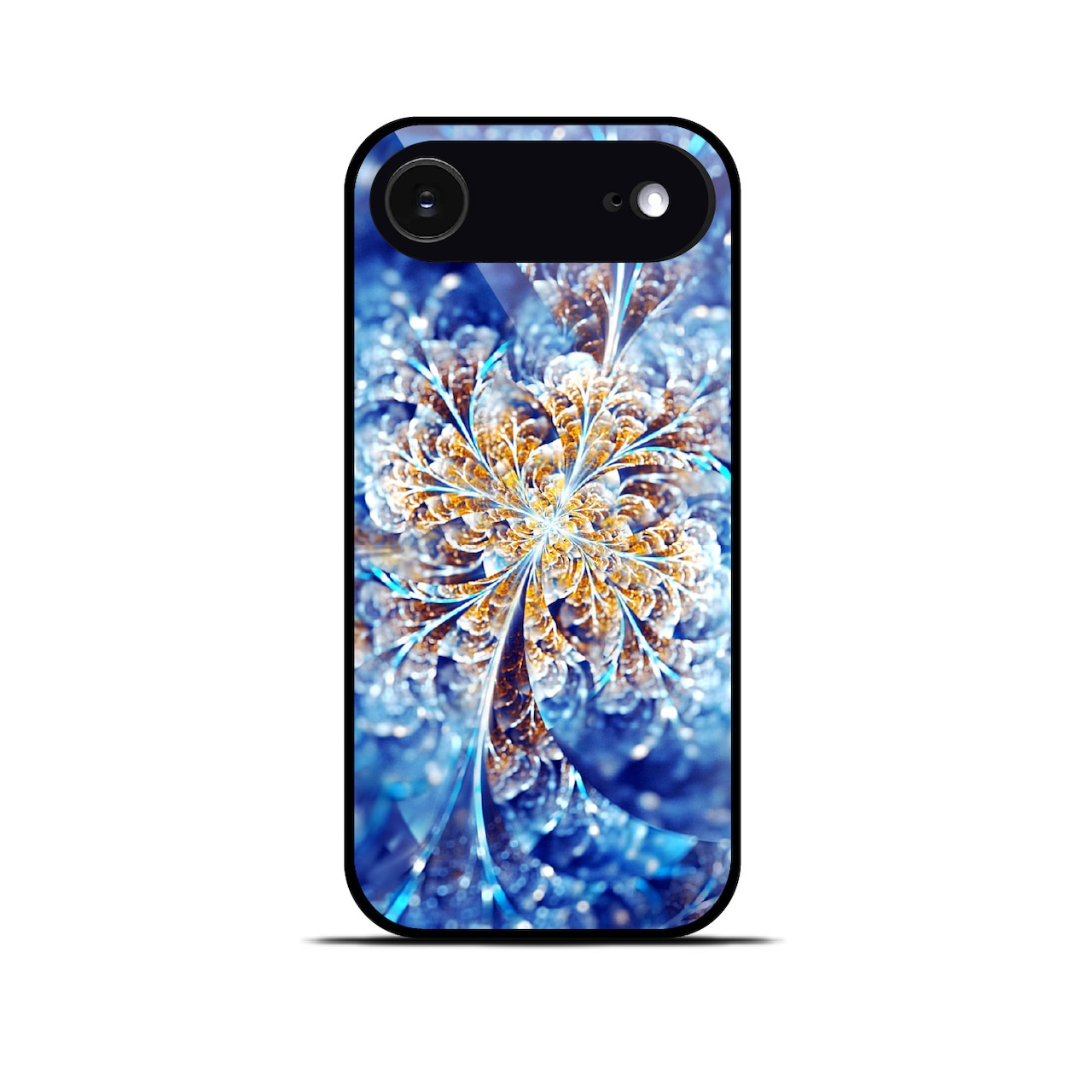 氷花 - 和風 角丸型 強化ガラスiPhoneケース