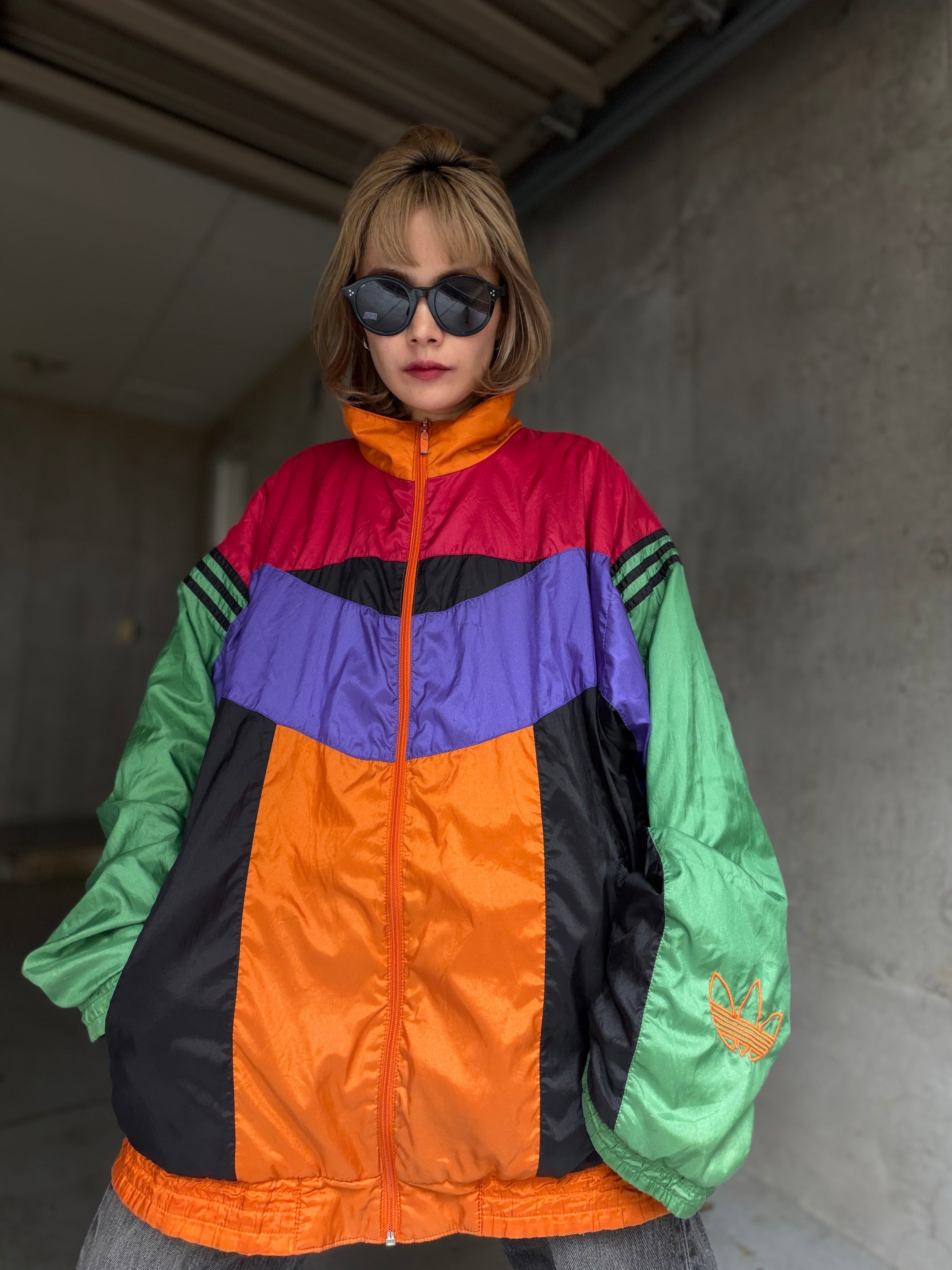 (OT1601)90's adidas multicolor block nylon track jacket