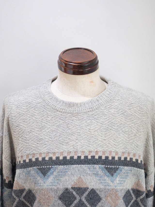 90's Monochrome Pattern Knit Sweater