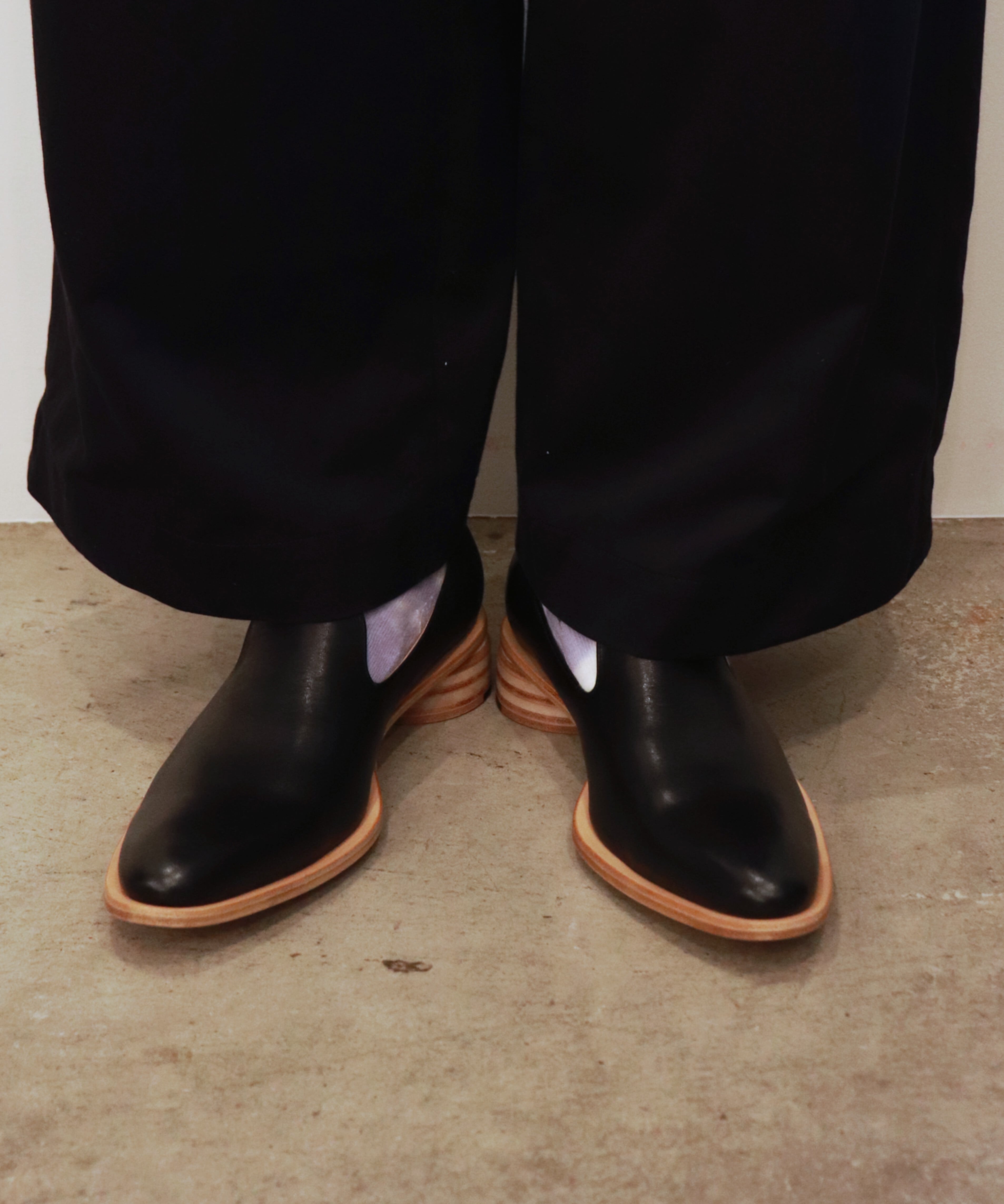 MARIEOHIRA / SHO-001 Paulownia Slipon / Black / Sole Natural