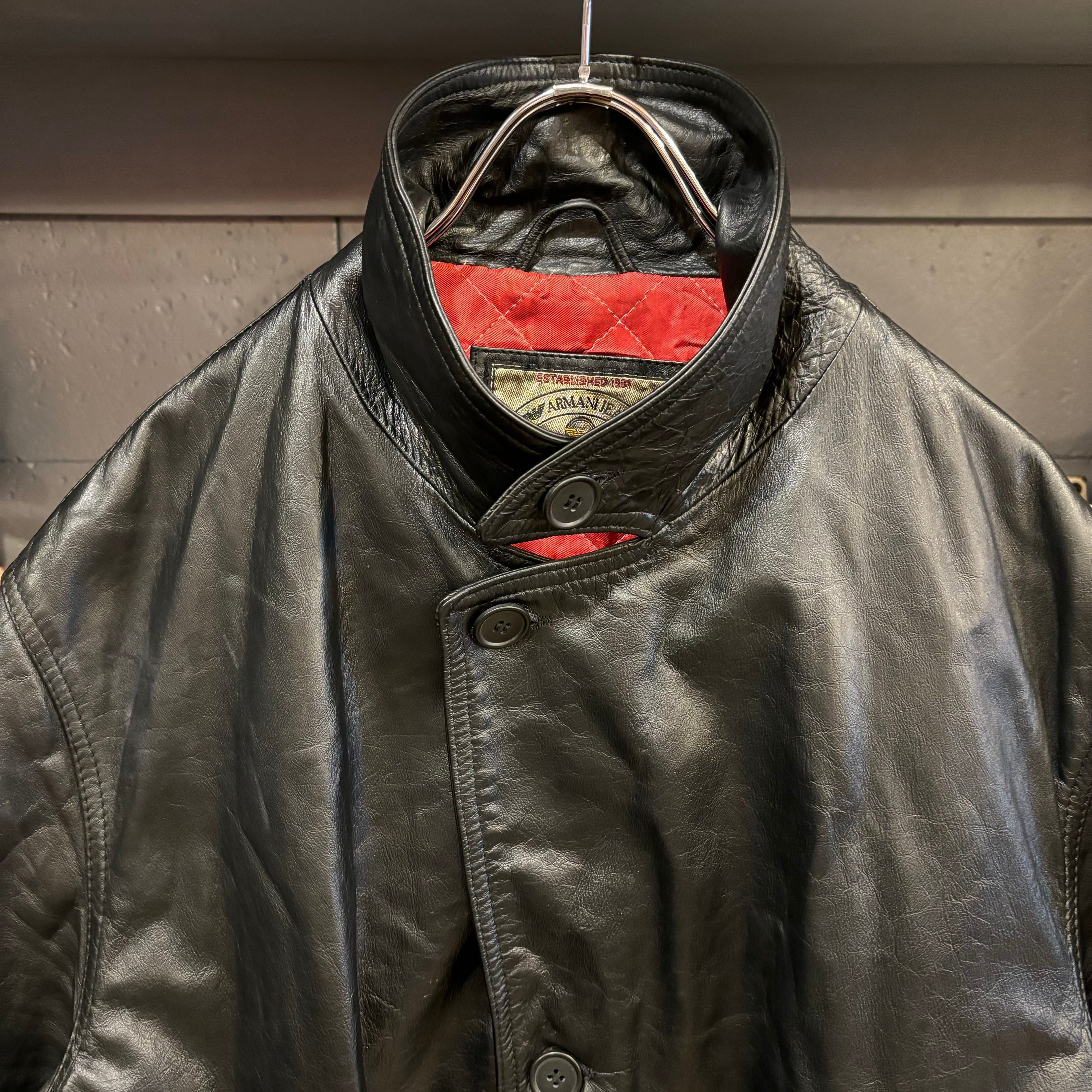 90s ARMANI JEANS Leather Jacket | VOSTOK