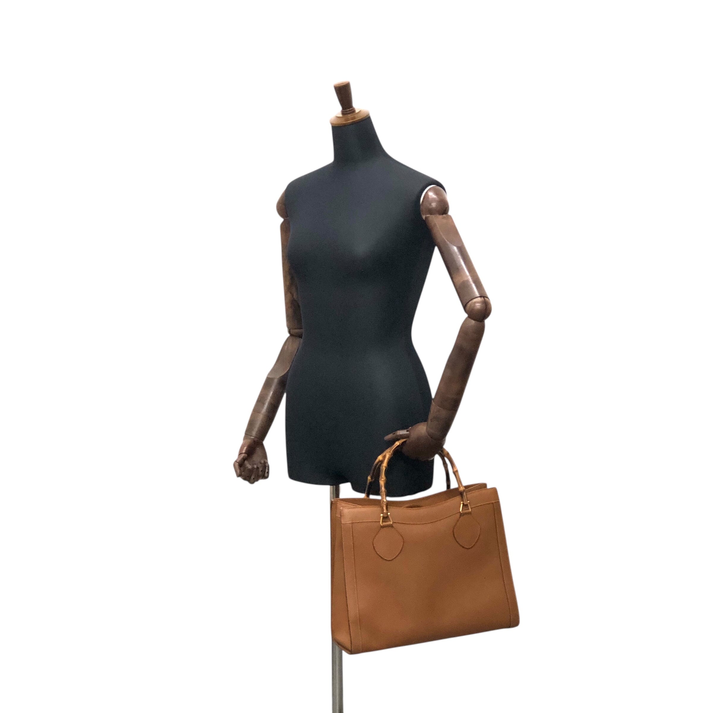 GUCCI グッチ バンブー ハンドバッグ ブラウン レザー vintage