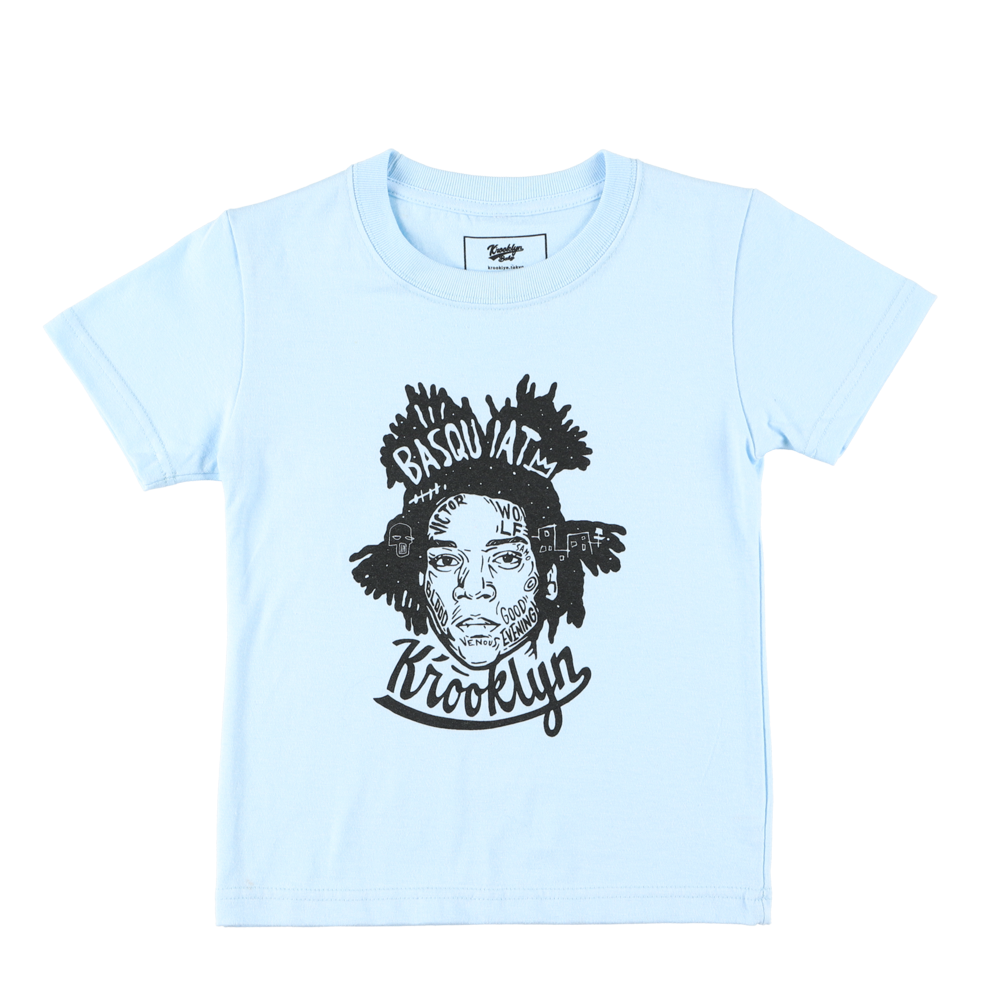 K’rooklyn × 上岡 拓也 - Kids T-Shirts (100cm〜120cm) "BASQUIAT" - Light Blue