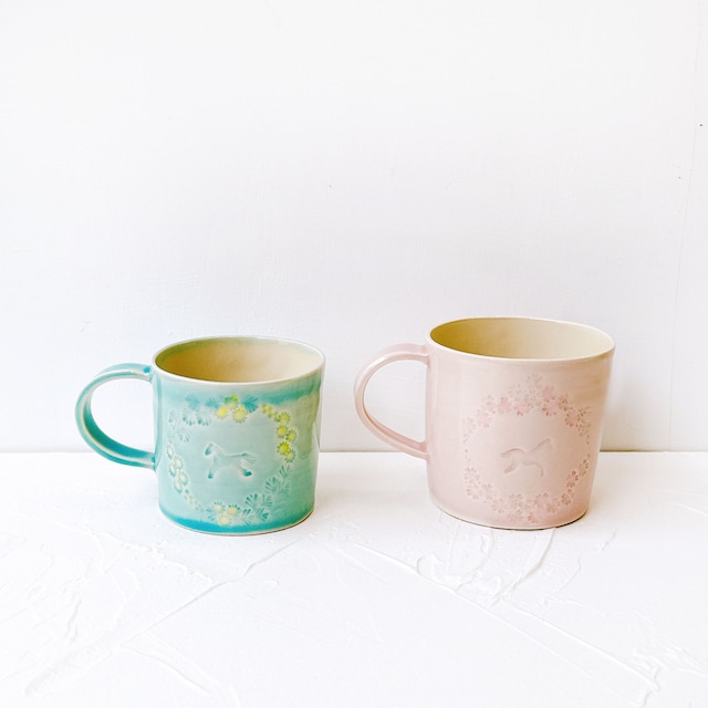 桜・ミモザのマグカップ (梶山友里）