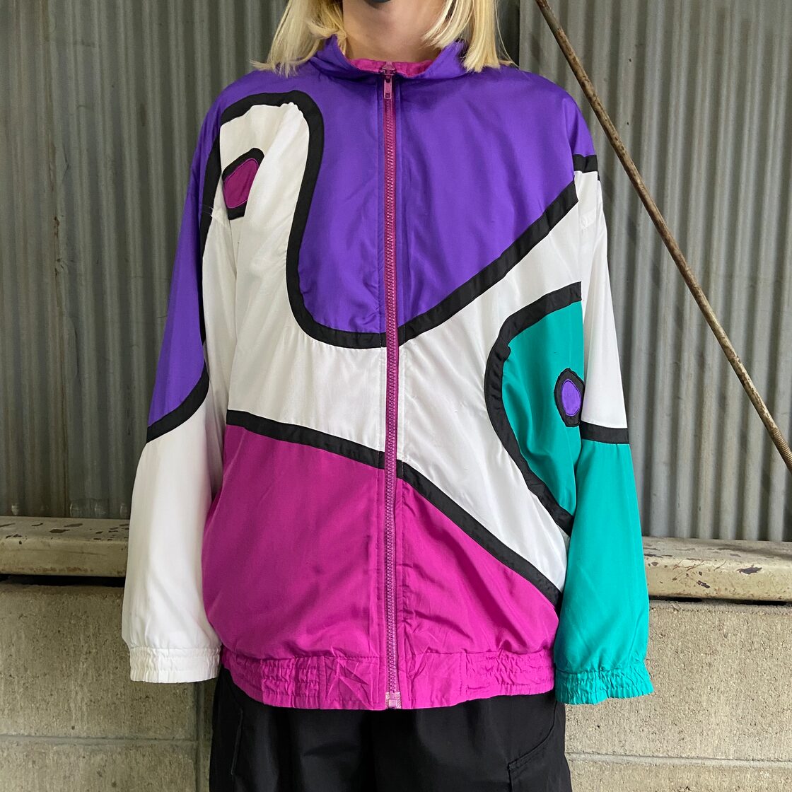 80年代 CASUAL BAY クレイジーパターン ポリエステルジャケット メンズ 